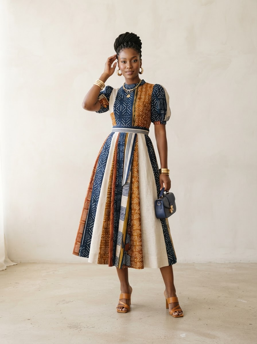 Patchwork Midi Dress