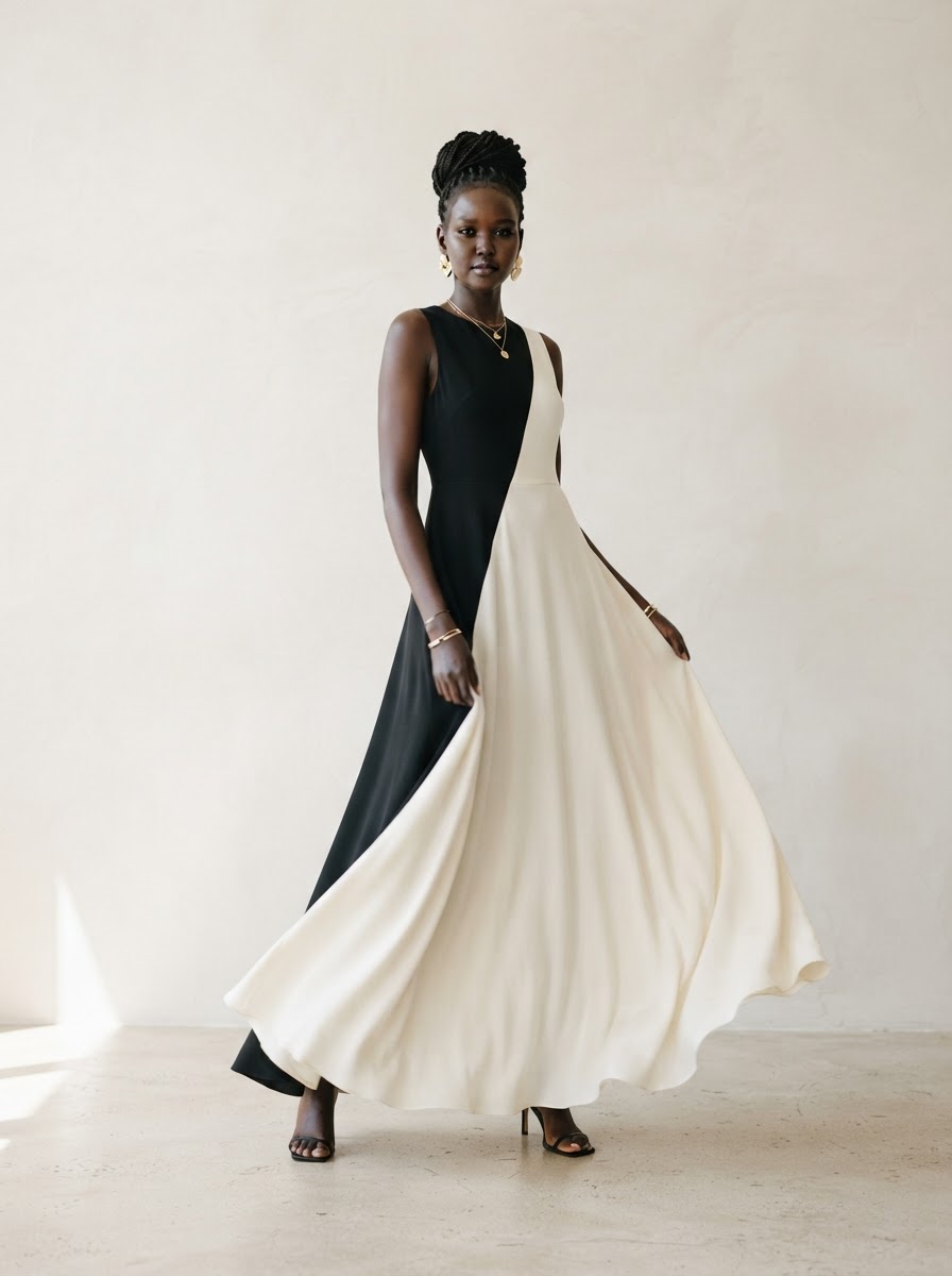 Two-Tone Maxi Dress