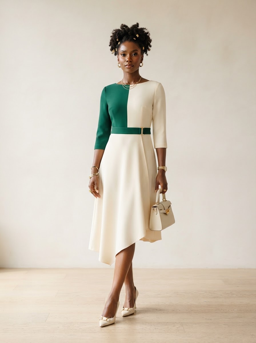 Two-Tone Midi Dress